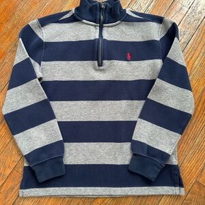 Polo by Ralph Lauren Navy and Gray Striped Boy’s Quarter Zip